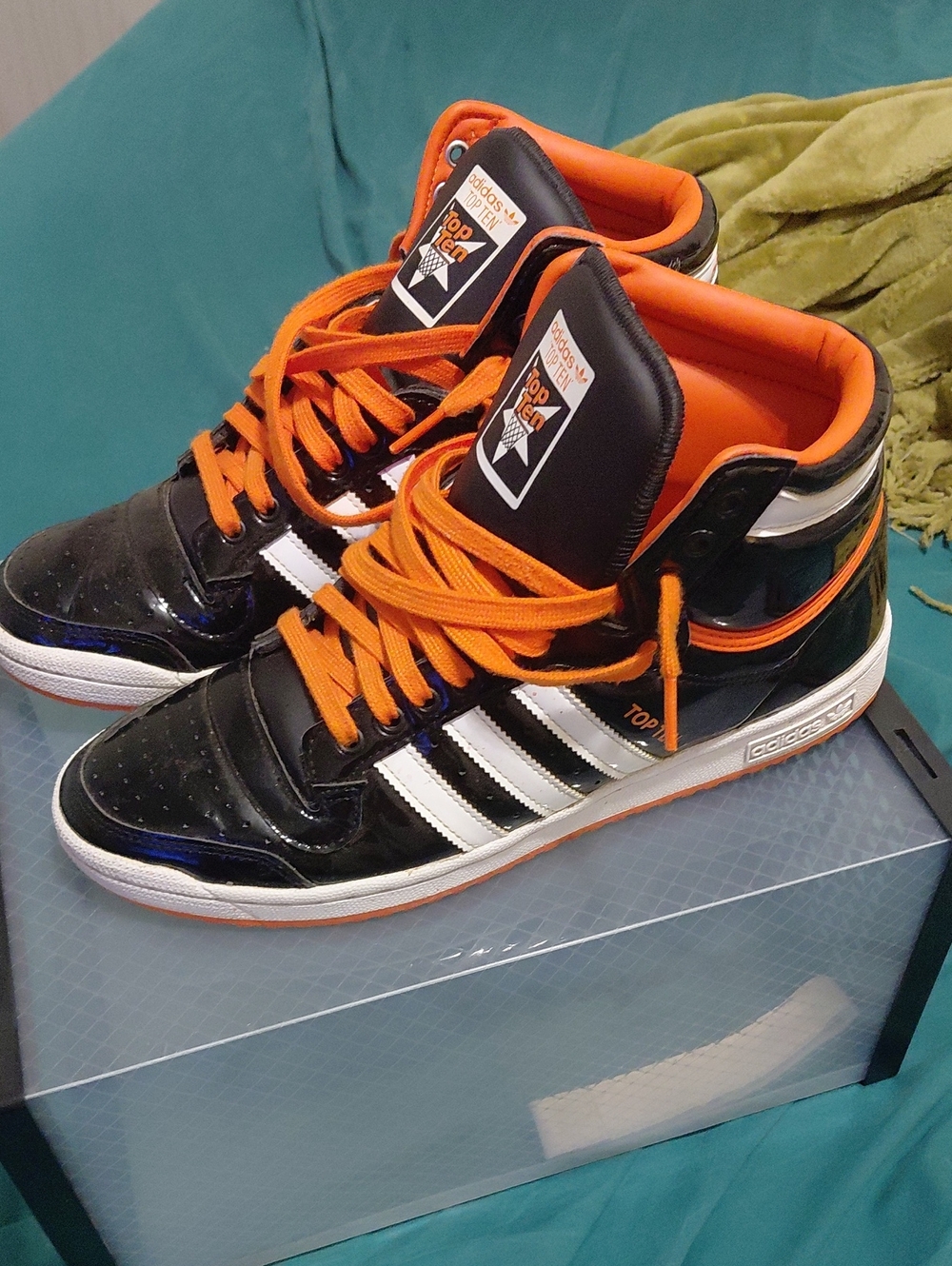adidas Men's High-Top Sneakers in Black, White & Orange